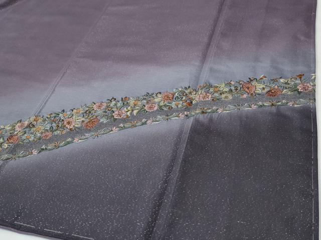平和屋着物●訪問着　総刺繍　更紗花唐草文　暈し染め　金通し地　正絹　逸品　未使用　CABE3183yc