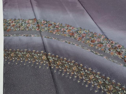 平和屋着物●訪問着　総刺繍　更紗花唐草文　暈し染め　金通し地　正絹　逸品　未使用　CABE3183yc