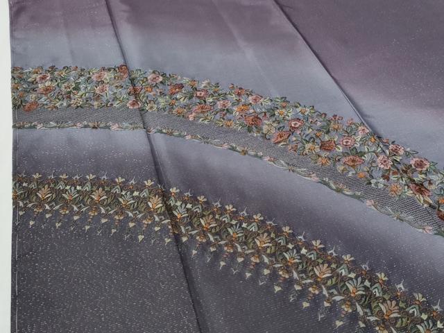 平和屋着物●訪問着　総刺繍　更紗花唐草文　暈し染め　金通し地　正絹　逸品　未使用　CABE3183yc