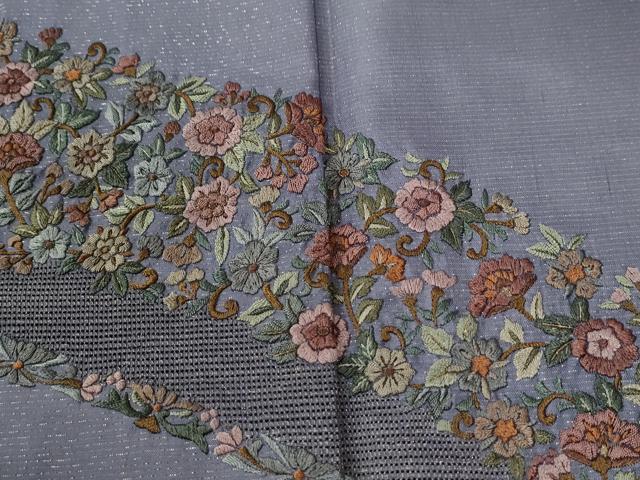 平和屋着物●訪問着　総刺繍　更紗花唐草文　暈し染め　金通し地　正絹　逸品　未使用　CABE3183yc