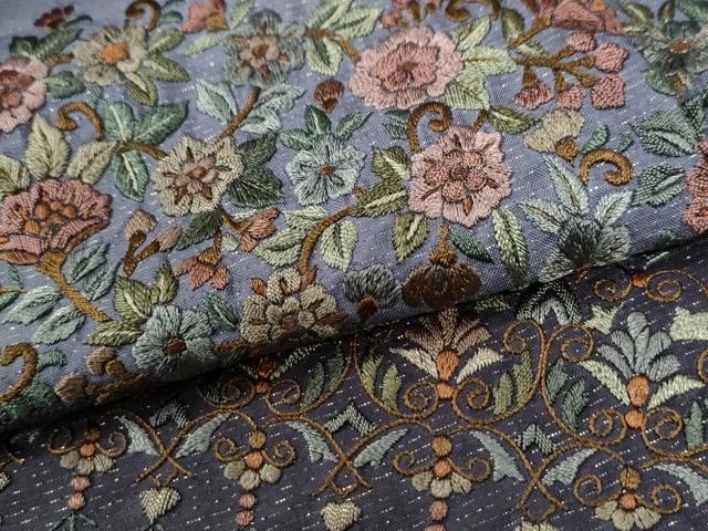 平和屋着物●訪問着　総刺繍　更紗花唐草文　暈し染め　金通し地　正絹　逸品　未使用　CABE3183yc