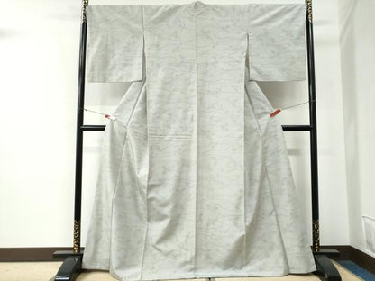 平和屋着物●結城紬　80亀甲　飛び亀甲柄　枝葉文　正絹　逸品　CABE3184yc