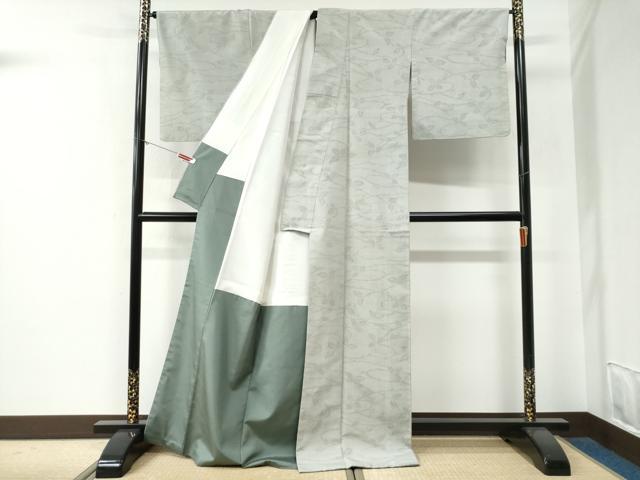 平和屋着物●結城紬　80亀甲　飛び亀甲柄　枝葉文　正絹　逸品　CABE3184yc