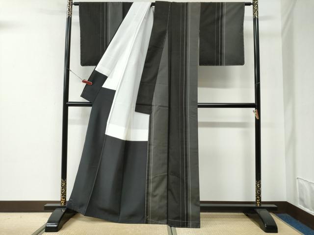 平和屋着物●本場大島紬　縞　正絹　逸品　未使用　CABE3188yc
