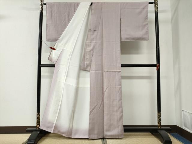 平和屋着物●加賀友禅の巨匠　初代　由水十久監修　縦節紬　色無地　紅藤色　正絹　逸品　CABE3191yc