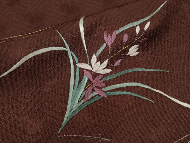 平和屋着物●加賀友禅の巨匠　初代　由水十久　色留袖　総刺繍　溢れ松葉桐松花文　金銀彩　正絹　逸品　CABE3194yc