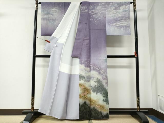平和屋着物●吉乃一廉　幻の辻が花　訪問着　樹林文　暈し染め　金通し地　正絹　逸品　CABE3195yc