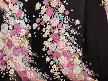 平和屋着物●豪華振袖　牡丹花文　ラインストーン　ラメ糸　暈し染め　金銀彩　正絹　逸品　CABE3196yc