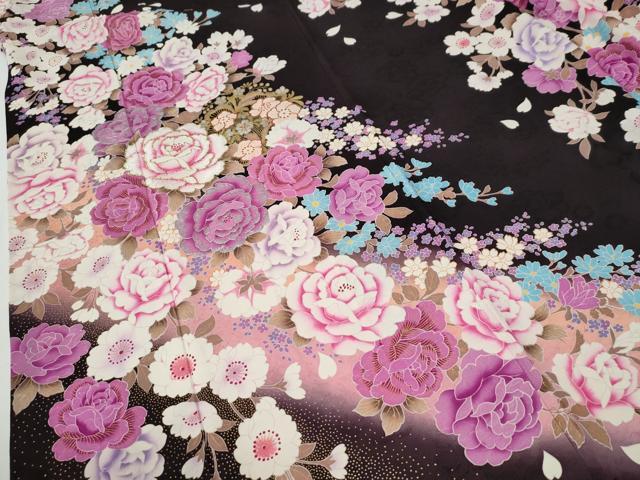 平和屋着物●豪華振袖　牡丹花文　ラインストーン　ラメ糸　暈し染め　金銀彩　正絹　逸品　CABE3196yc