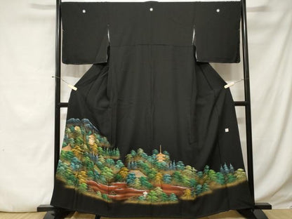 平和屋着物■豪華黒留袖 作家物 風景文 暈し染め 金彩 正絹 逸品 CABE3202ev