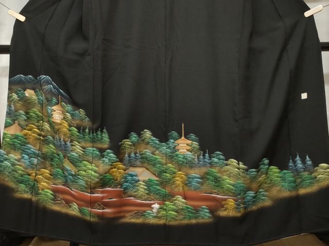 平和屋着物■豪華黒留袖 作家物 風景文 暈し染め 金彩 正絹 逸品 CABE3202ev