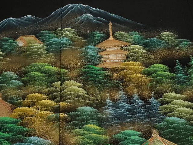 平和屋着物■豪華黒留袖 作家物 風景文 暈し染め 金彩 正絹 逸品 CABE3202ev