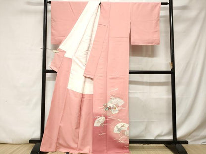 平和屋着物■豪華色留袖　芝草扇面鴛鴦文　暈し染め　金彩　正絹　逸品　CABE3209ev