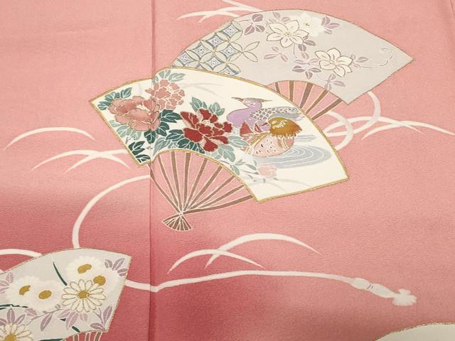 平和屋着物■豪華色留袖　芝草扇面鴛鴦文　暈し染め　金彩　正絹　逸品　CABE3209ev