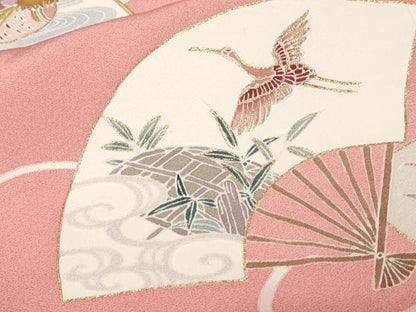 平和屋着物■豪華色留袖　芝草扇面鴛鴦文　暈し染め　金彩　正絹　逸品　CABE3209ev