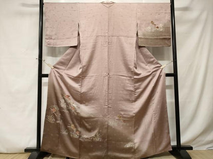 平和屋着物■訪問着 刺繍 流水草花文 暈し染め 金銀彩 正絹 逸品 CABE3214ev