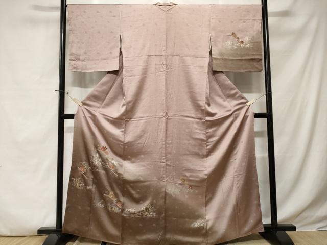 平和屋着物■訪問着 刺繍 流水草花文 暈し染め 金銀彩 正絹 逸品 CABE3214ev