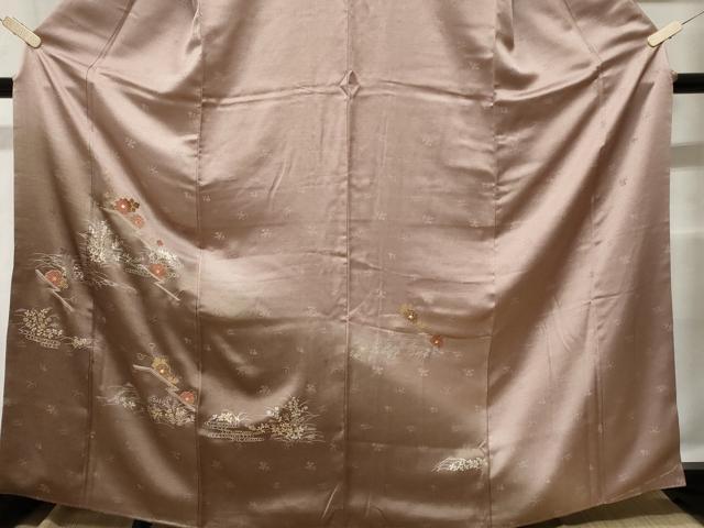 平和屋着物■訪問着 刺繍 流水草花文 暈し染め 金銀彩 正絹 逸品 CABE3214ev