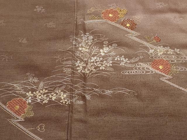 平和屋着物■訪問着 刺繍 流水草花文 暈し染め 金銀彩 正絹 逸品 CABE3214ev