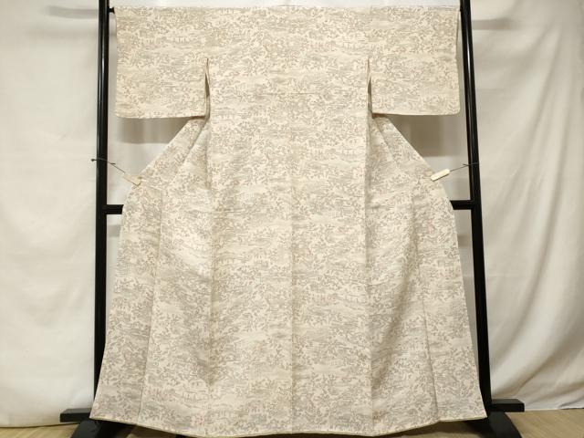 平和屋着物■上質な小紋 人物風景文 暈し染め 鬼しぼ縮緬 正絹 逸品 CABE3234ev