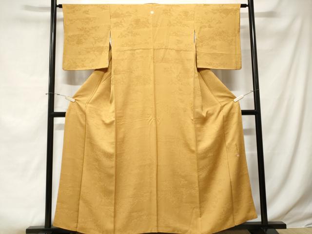 平和屋着物■上質な色無地 作家物 風景地紋 芥子色 正絹 逸品 CABE3247ev