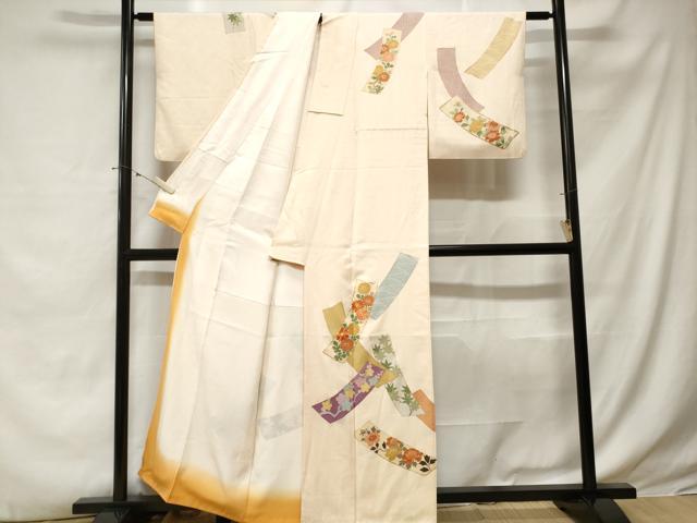 平和屋着物■訪問着 駒刺繍 短冊枝花文 金彩 正絹 逸品 CABE3268ev