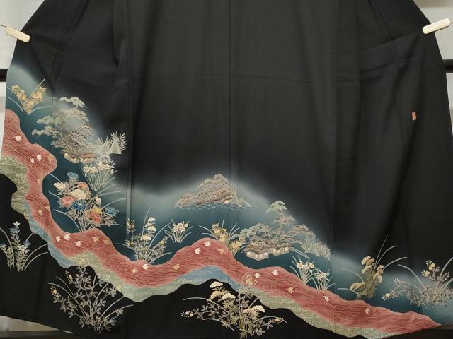 平和屋着物■豪華黒留袖　作家物　御所解文　千鳥花文　暈し染め　正絹　逸品　CABE3276ev