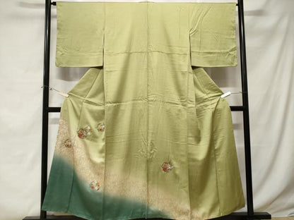 平和屋着物■中国三大刺繍　スワトウ刺繍　訪問着　横笛　草花文　暈し染め　金銀糸　正絹　逸品　CABE3281ev