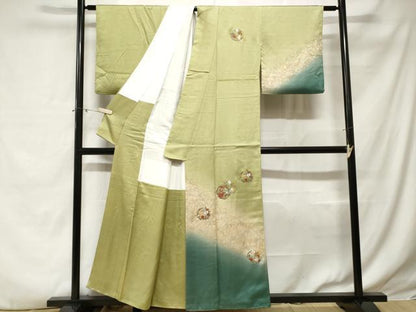 平和屋着物■中国三大刺繍　スワトウ刺繍　訪問着　横笛　草花文　暈し染め　金銀糸　正絹　逸品　CABE3281ev