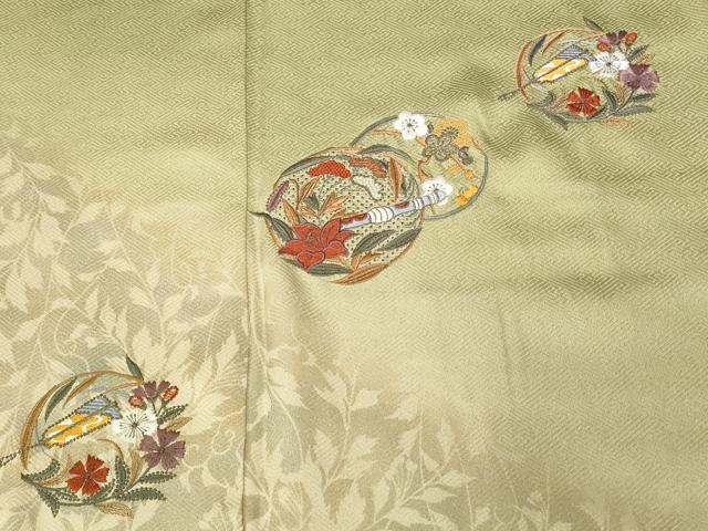 平和屋着物■中国三大刺繍　スワトウ刺繍　訪問着　横笛　草花文　暈し染め　金銀糸　正絹　逸品　CABE3281ev