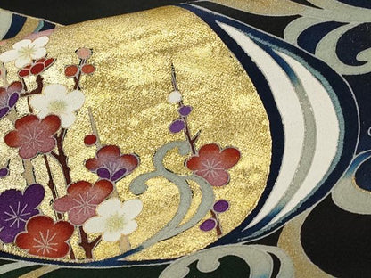 平和屋着物■豪華黒留袖　作家物　刺繍　松竹梅　枝松葉文　暈し染め　金彩　正絹　逸品　CABE3289ev