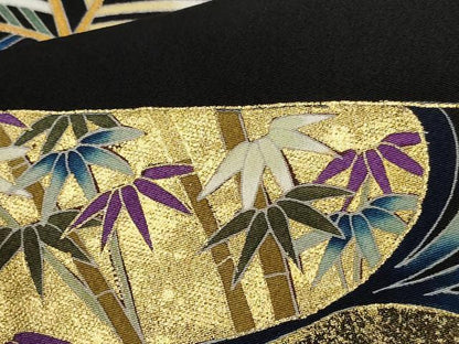 平和屋着物■豪華黒留袖　作家物　刺繍　松竹梅　枝松葉文　暈し染め　金彩　正絹　逸品　CABE3289ev