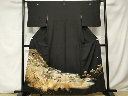平和屋着物■豪華黒留袖　作家物　駒刺繍　御所解文　暈し染め　金彩　正絹　逸品　CABE3298ev