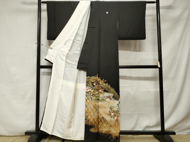 平和屋着物■豪華黒留袖　作家物　駒刺繍　御所解文　暈し染め　金彩　正絹　逸品　CABE3298ev