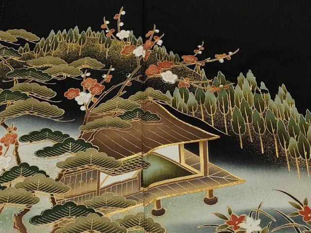 平和屋着物■豪華黒留袖　作家物　駒刺繍　御所解文　暈し染め　金彩　正絹　逸品　CABE3298ev