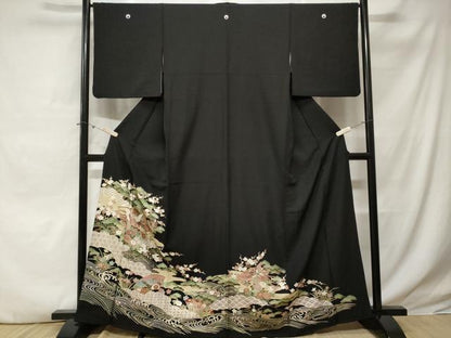 平和屋着物■豪華黒留袖　地紙鳳凰吉祥花文　金彩　正絹　逸品　CABE3299ev