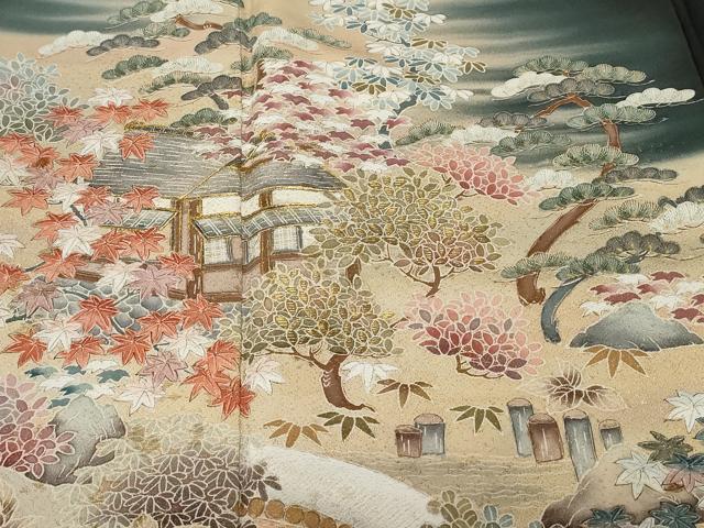 平和屋着物■豪華黒留袖　作家物　駒刺繍　御所解文　暈し染め　金通し地　正絹　逸品　CABE3301ev