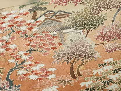 平和屋着物■豪華黒留袖　作家物　駒刺繍　御所解文　暈し染め　金通し地　正絹　逸品　CABE3301ev
