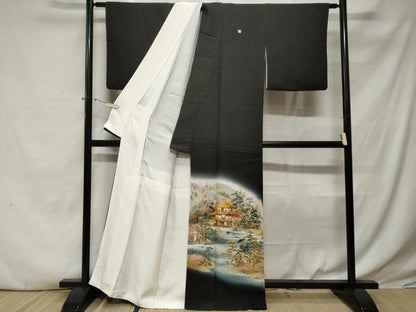 平和屋着物■豪華黒留袖　作家物　京都の美　金閣寺　暈し染め　金彩　正絹　逸品　CABE3304ev