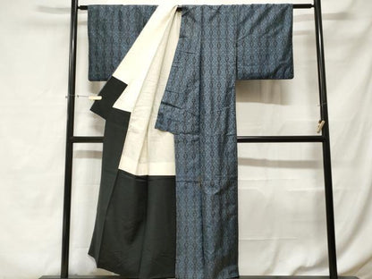 平和屋着物■本場大島紬　割り込み絣　菱幾何学文　正絹　逸品　CABE3306ev