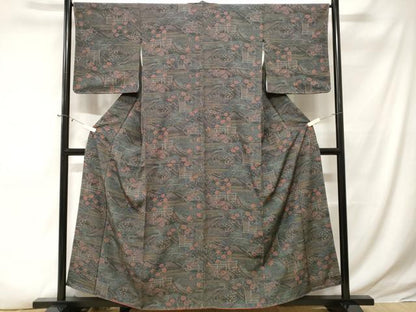 平和屋着物■上質な小紋 遠山流水花文 正絹 逸品 CABE3308ev