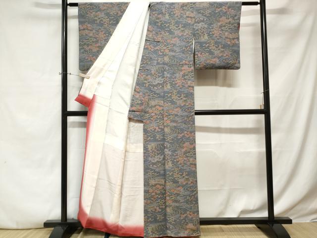 平和屋着物■上質な小紋　流水花文　正絹　逸品　CABE3314ev