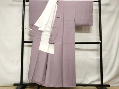 平和屋着物■上質な色無地　霞地紋　藤色　正絹　逸品　CABE3321ev