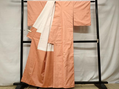 平和屋着物■上質な色無地 草花乃里 深支子色 反端付き 正絹 逸品 CABE3323ev