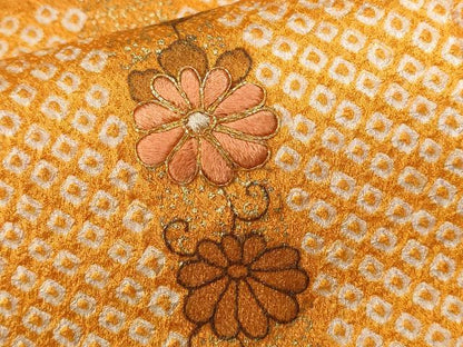 平和屋着物■訪問着　駒刺繍　絞り　道長花文　正絹　逸品　CABE3328ev