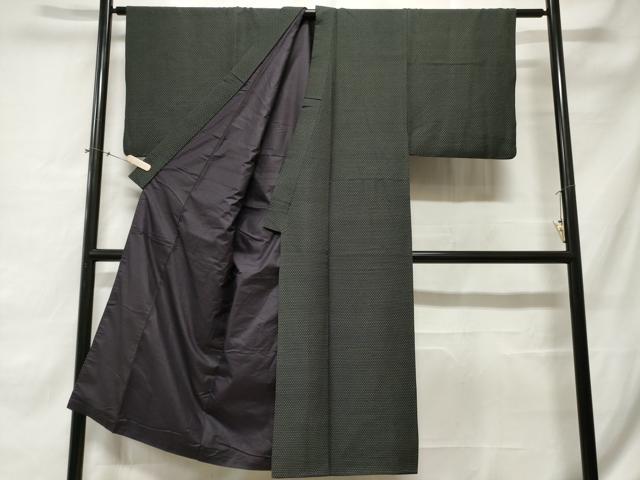 平和屋着物■男性　紬　アンサンブル　幾何学文　正絹　逸品　CABE3334ev