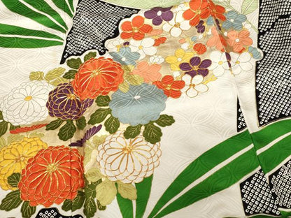 平和屋着物■豪華振袖　駒刺繍　笹竹花丸文　金彩　正絹　逸品　CABE3344ev