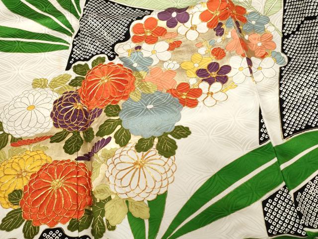 平和屋着物■豪華振袖　駒刺繍　笹竹花丸文　金彩　正絹　逸品　CABE3344ev