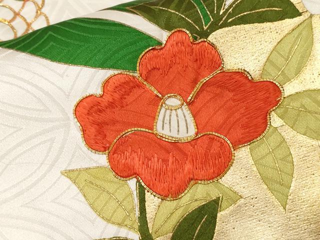 平和屋着物■豪華振袖　駒刺繍　笹竹花丸文　金彩　正絹　逸品　CABE3344ev