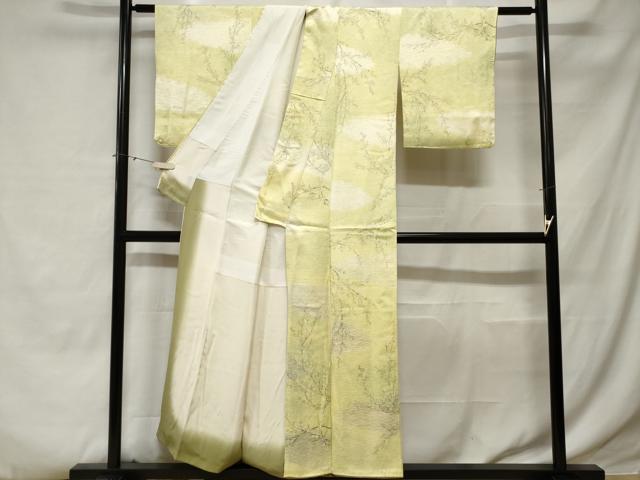 平和屋着物■上質な小紋 手描き 枝花文 暈し染め 正絹 逸品 CABE3349ev